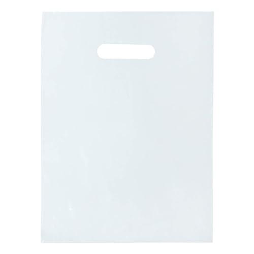100 Clear Plastic Bags with Handles - 12"x15" Glossy Retail Shopping Bags for Small Business, Boutique, Gift and Trade Show