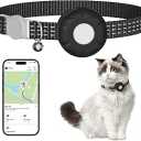Cat Tracker, GPS Tracker No Subscription, Pet Tracker, Compatible with Apple Find My App (Only iOS), Real-Time Location, Smart Alerts & Geo-Fence, Cat Trackers Collar with Safety Elastic Buckle, Black