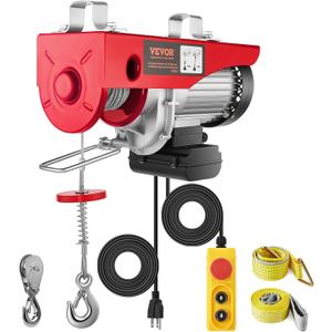 VEVOR Electric Hoist with Remote Control, 1320LBS Electric Winch, 110V Electric Hoist with 14ft Wired Control for Lifting in Factories, Warehouses, Construction Site, Attic