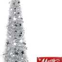 Pop up Christmas Tree 6FT Slim Christmas Tree 180cm Artificial Christmas Tree with Topper Star,Collapsible Pop Up Green Gold Colored Xmas Tree for Holiday Indoor Home Party Decor