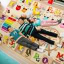 BENRON 7x10 Playroom Rug for Kids Washable, PlayMat with ABC Alphabet Beige