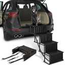 Dog Stairs for Car, Foldable Ramps for Dogs with Non-Slip Surface for Large Dogs Portable Dog Steps for Cars and SUV, Truck to 200 lbs, 4 Steps