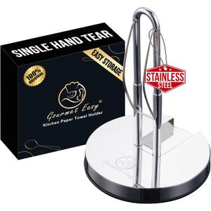 Single Hand Tear Paper Towel Holder, Anti-Slip Kitchen Towels Stand, Adjustable for Various Roll Sizes, Super Space Saver Foldable Stainless Steel Hand Towel Holder, Heavy Duty
