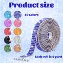 10 Rolls Self Adhesive Rhinestone Ribbon Crystal Diamond Tape Assorted Colors Rhinestone Strips for DIY Phone Car Rhinestone Hat Band Decorations Glitter Arts Crafts Sticker (Each Roll 1 Yard) (multicolored)