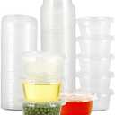 200 Sets - 2 oz Jello Shot Cups,Condiment Containers with Leak-Proof Lids, Disposable Plastic Cups with Lids for Sauces, Souffle, Food Samples, Pills and More