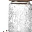 24 OZ Airtight Glass Storage Jar with Bamboo Lid - Vintage Glass Jar Vintage Food Containers Canisters Set for Kitchen Counter & Pantry - Ideal for Sugar, Flour, Coffee, Tea, Candy, Oats, Cereal
