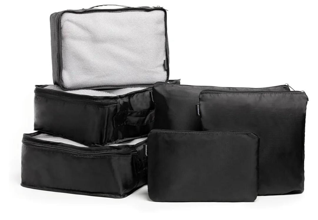 Brookstone Packing Cubes - 6 Pieces Compression Packing Cubes for Travel Essentials - Luggage Sets Cube Storage Organizer Bags,Black