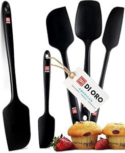 DI ORO Silicone Spatula Set - Rubber Kitchen Spatulas for Baking, Cooking, & Mixing - 600F Heat-Resistant & BPA Free Silicone Scraper Spatulas for Nonstick Cookware - Dishwasher Safe (5pc)
