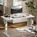 Marsail Standing Office Desk,Adjustable Heights,Stand Up Desk,55x28 Inches Desktop Sit Stand Home Office Gaming Computer Desk with 4 Memory Presets,Headphone Hook,Cable Organizer, White