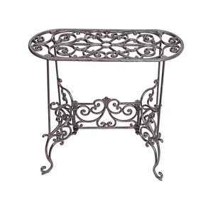 Sungmor Heavy Duty Cast Iron Potted Plant Stand Garden Table - 22.6IN. 1 Tier Metal Stands - Decorative & Vintage Style Indoor Outdoor Corner Shelf for Planters Vases Lanterns Ornaments Books and More