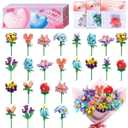 Valentines Day Gifts for Kids Classroom/School,24PCS Building Blocks Flower Kits and Valentines Cards,Toys for 3+ Years Old Girls & Boys
