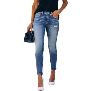 KUNMI Women's Ripped Skinny Jeans Distressed Stretchy Denim Pants, Size: 10