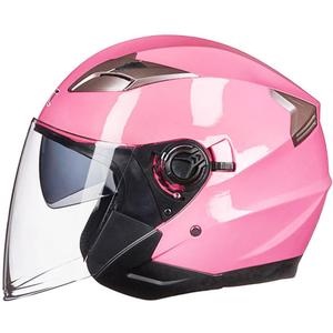 Motorcycle Helmet,Adult Open-face Motorbike Helmet Double Visor 3/4 Open Face Sun Shield Scooter Street Dirt Bike Helmet DOT Approved (Large, Pink)