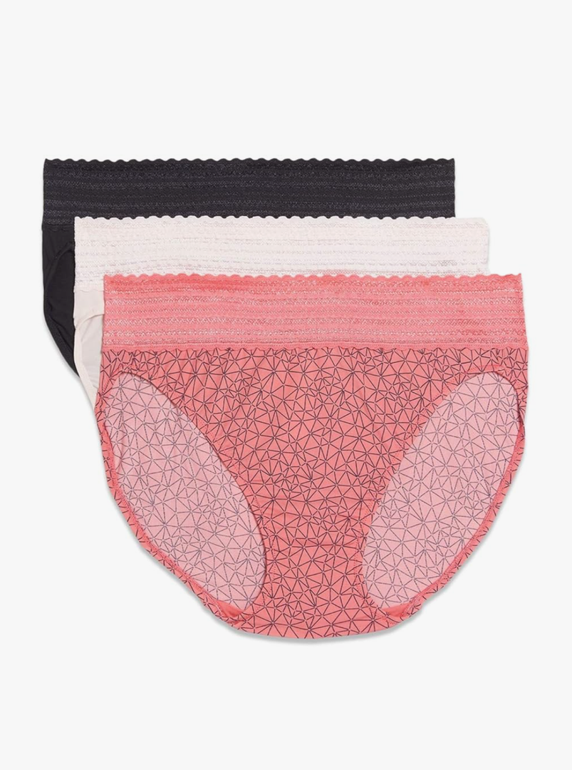 Warner's Women's Blissful Benefits Dig-Free Comfort Waistband with Lace Microfiber Hi-Cut 3-Pack 5109w
