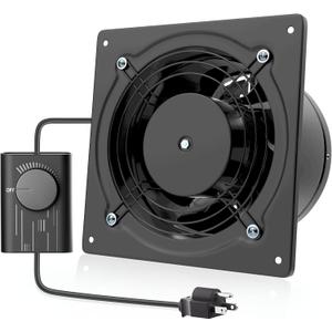 HG Power 6 Inch Exhaust Fan with Speed Controller, 308CFM Wall Exhaust Fanfor Kitchen, Bathroom, Metal Extractor Fan for Pet Room, Smoking Room, Attic, Garage, Window Ventilation