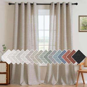 H.VERSAILTEX Living Room Linen Curtains - Semi Sheer, Nickel Grommet Energy Saving Light Filtering Window Treatments Panels for Bedroom, Oatmeal, 2 Panels, 52 x 96 Inch