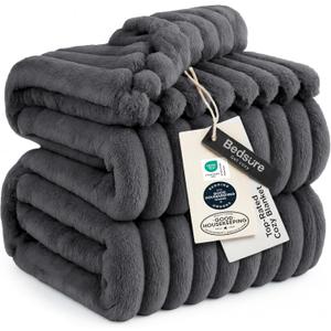 Bedsure GentleSoft Grey Fleece King Blanket for Couch - Cozy Soft Blankets for Women, Cute Small Throws for Girls, 108x90 Inches