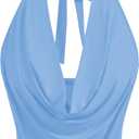 SOLY HUX Women's Halter Draped Front Tank Top Sexy Backless Going Out Crop Vest Tops (Large)