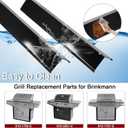 Hiorucet Grill Replacement Parts for Brinkmann 5 Burner 810-1750-S, 810-1751-S, 810-3551-0 Gas Grill, Stainless Steel Heat Plates, Grill Burner, Crossover Tube for Brinkmann Grill Replacement Parts