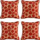Outdoor Decorative Pillows Pack of 4, 18" x 18" Outdoor Pillow Set for Couch Bed Throw Patio Sofa, Circle Red