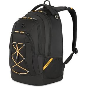 SwissGear 1186 Special Edition 13 Laptop Backpack Black/Gold  Compact Tech Bag with Reflective Accents  Multiple Organizer Pockets with Bungee Cords & D-ring Attachment Point