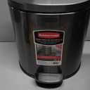 Rubbermaid Stainless Steel Semi-Round Step-On Trash Can, 1.6-Gallon, Charcoal, Small Wastebasket with Lid for Home/Kitchen/Bathroom/Office