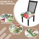 Stretch Dining Chair Seat Covers Set of 6,Dining Chair Slipcovers, Floral Printed Chair Covers,Soft Fabric Washable Upholstered Chair Seat Protector, No Rear Covers for Home Kitchen Dining Room (Summer Flowers B)