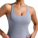 RUNNING GIRL Tank Tops with Built in Bras, Racerback Activewear Yoga Workout Tops for Women(Grey_L)