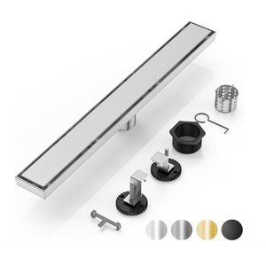 DLONE Linear Shower Drain | 28" AISI 304 Stainless Steel Linear Drain, Brushed Nickel Shower Drain with Tile Insert Panel & Adjustable Feet, Long Rectangle Shower Floor Drain in Bathroom, Balcony etc
