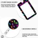 ID Badge Holder with Retractable and Detachable Lanyard, Cute Badge Reel Breakaway Lanyard with Carabiner Clip for Women, Teachers, Nurses, Students, Perfect Work and Office(Purple Bats)