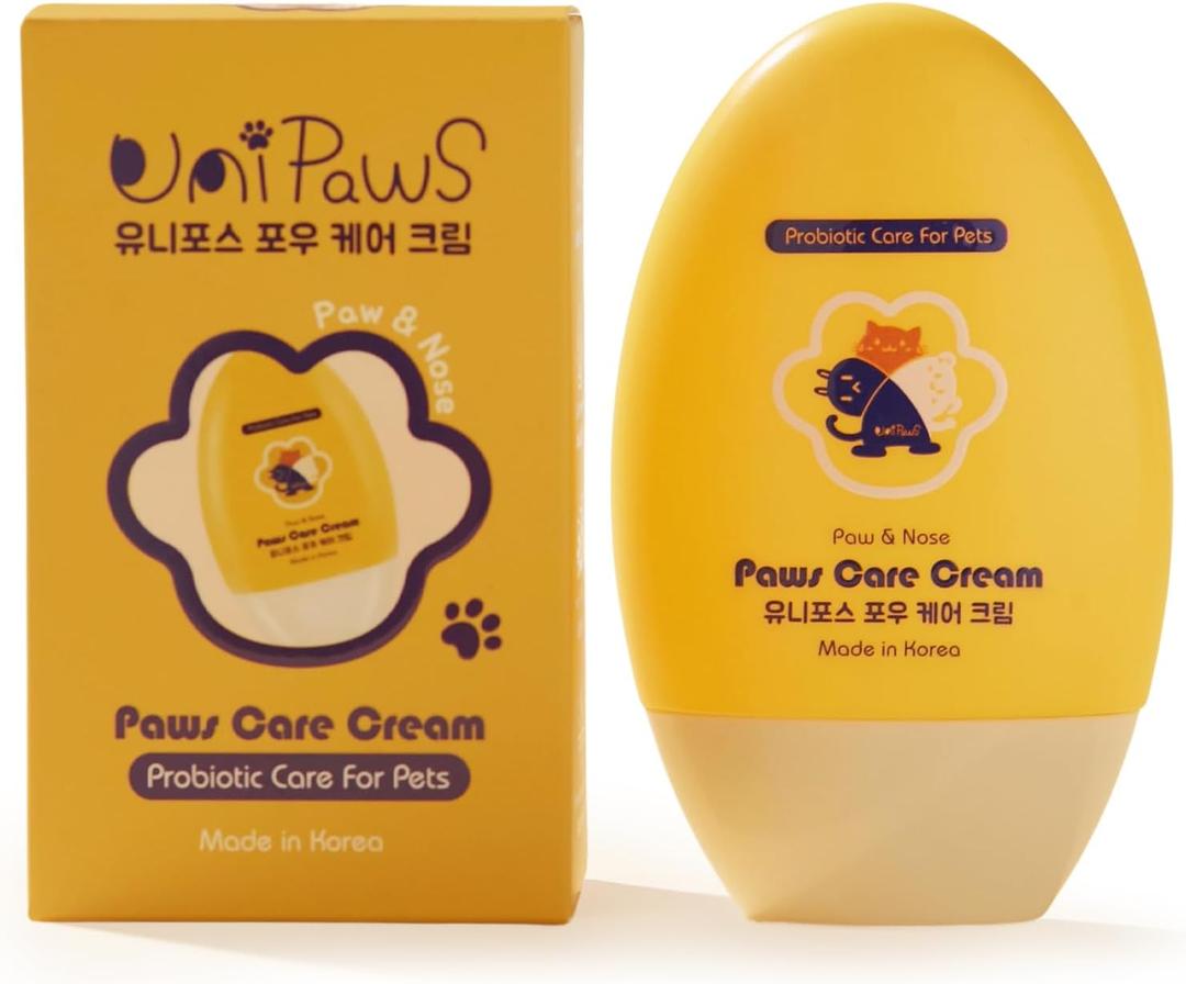 UNIPAWS Probiotic Moisturizing Cream for Dogs & Cats  Organic & Lick-Safe Relief for Dry, Cracked, Itchy Paws, Noses, Elbows & Ears  Skin-Care, Non-Greasy Formula, Made in Korea, 2.1 oz / 60g