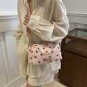 Cute Crossbody Bag for Women Strawberry Purse Corduroy Tote Bag Fashion Chain Aesthetic Handbags Travel Bags