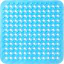 Yimobra Square Shower Mat Non Slip, Super Strong Suction Cups, 21"x21" Bath Tub Mat with Drain Holes, Machine Washable Fast Draining Bath Mats, Bathroom Essentials,Clear Blue