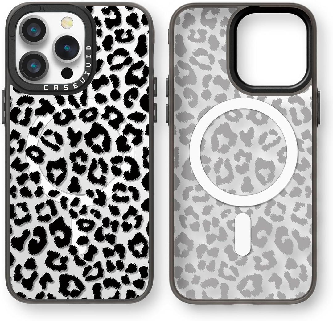 Magnetic for iPhone 13 Pro Magsafe Case Cute Aesthetic - Durable Fashion Funny Phone Case - Girly Leopard Pattern Print Cover Design for Woman Girl 6.1 inches Black