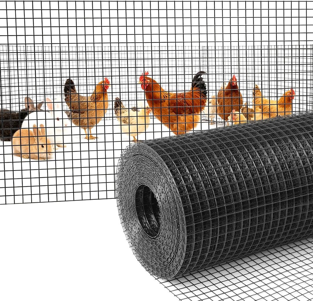 Black Hardware Cloth 1/2inx36inx100ft, Chicken Wire Fencing, 19Gauge, PVC Coated Chicken Wire, Hardware Cloth, Perfect for Chicken Wire Mesh, Rodent Mesh, Tree Guard, Chicken Coop