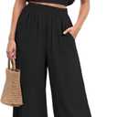 GRECERELLE Two Piece Sets for Women Sleeveless Crop Top Wide Leg Pants Sweat Set for Women Tracksuits 2026 Summer, Small