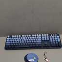 Wireless Keyboard and Mouse Combo, Ergonomic Full Size Typewriter Retro Round Keycaps Keyboard, Compatible with Windows, PC, Perfer for Home and Office Keyboards (Twilight Blue