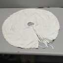 24 Inch White Knitted Small Christmas Tree Skirt, Chunky Cable Knit with Braided Scalloped Edge, Perfect for Xmas Holiday Decorations