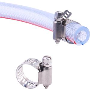 Soft Braided PVC Tubing - 3/8" x 5/8" OD High Pressure Clear Flexible PVC Tube Reinforced Vinyl Hose for Water, Oil with 2pcs Hose Clamps (10Ft)