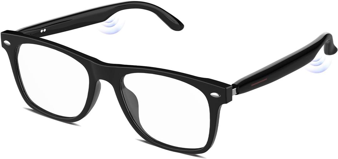 Jacuate Bluetooth Audio Smart Glasses for Women Men,Blue Light Blocking Bluetooth Glasses with Open Ear Speaker,Voice Control, Hands-Free Calls & Built-in Microphone for iPhone Android Music/Work (Transparent)