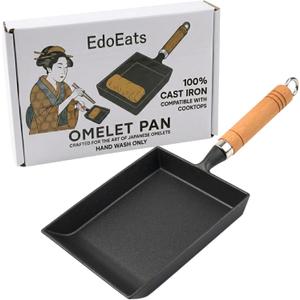 Cast Iron Tamagoyaki Pan  Japanese Rolled Omelette Skillet, Pre-Seasoned, Natural Nonstick, Works on All Stovetops incl. Induction