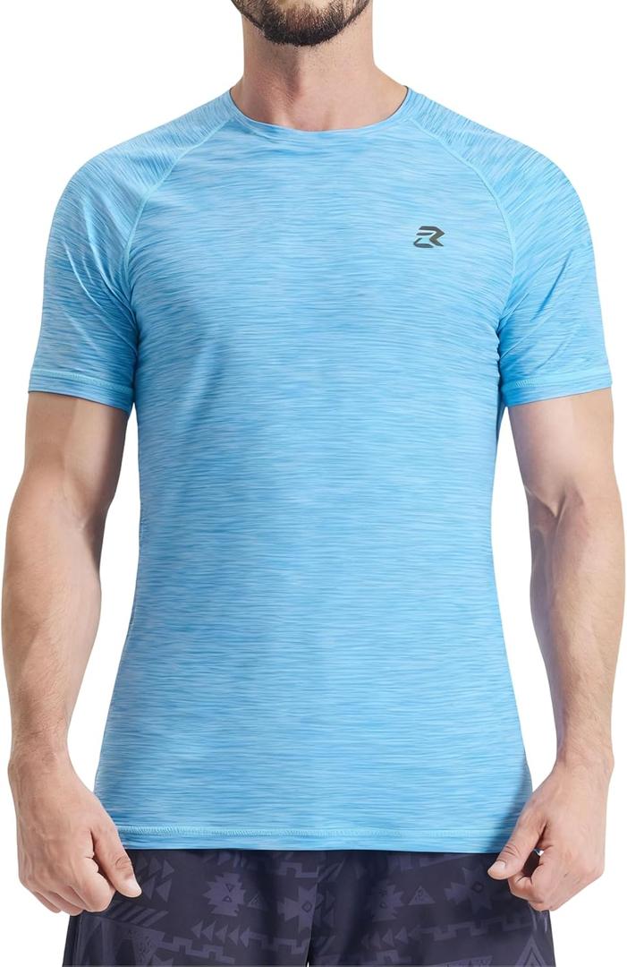 EZRUN Men's UPF 50+ Swim Shirt Quick Dry Rash Guard | UPF 50+ gradient shirt blocks harmful UV rays. Quick-dry, chafe-free fabric is perfect for surfing, gym & beaches