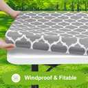 Smiry Rectangle Picnic Table Cover, Waterproof Elastic Fitted Camping Tablecloths for 6 Foot Tables, Wipeable Flannel Backed Vinyl Tablecloth Protector for Indoor, Outdoor (Grey, 42x72 Inches)