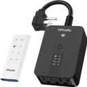 TiFFCOFiO Outdoor Timer Waterproof, Remote Control Dusk to Dawn Sensor, 2 Grouded Electrical Outlets for Lights,15A 1875W, ETL Listed