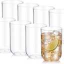Ziliny 10oz Unbreakable Plastic Stemless Wine Glasses Set of 8, All Purpose Cups, Reusable Plastic Drinking Cups for Outdoor Use, Poolside, Party, Camp, Weddings, Daily Use(Clear)