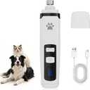 Low Noise Pet Nail Grinder with Light,2-Speed Rechargeble Pet Nail Trimmer with LED Battery Display Cordless Grooming Pro Nail Grinder for Dogs & Cats White