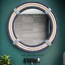 Nautical Round Rope Mirror - White Twisted Rope wall Hanging Mirror, Rustic Boho & Coastal Farmhouse Dcor for Bathroom, Bedroom, Nursery, or Entryway 24"L x 24"W