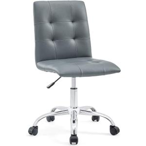Modway Prim Ribbed Armless Mid Back Swivel Conference Office Chair In Gray 