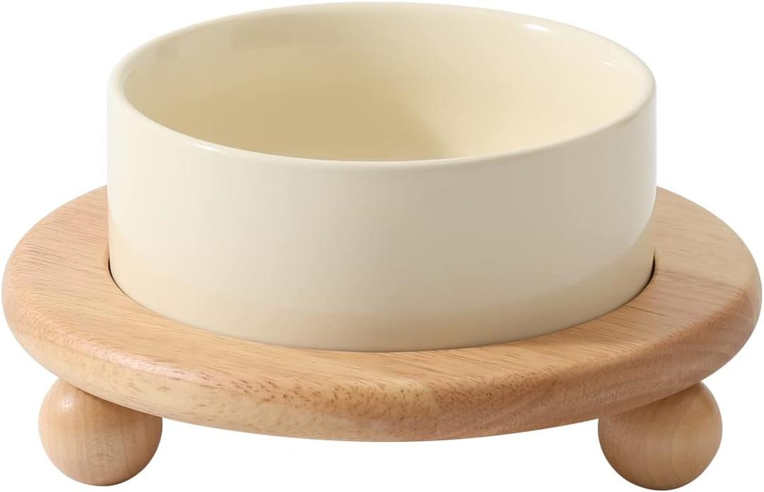 Havniva Raised Cat Water Bowl 5.1 Elevated Ceramic Cat Food and Water Bowl Whisker Friendly Pet Water Bowls for Indoor Cats, Wide Kitten Dish Relieve Whisker Fatigue Non Slip Cat Feeder