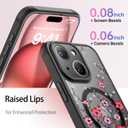 LUHOURI for iPhone 13 Mini Case Cute - Wireless Charing Compatible,Trendy Floral Design for Women Girls,Military-Grade Shockproof Not-Slip Matte Phone Cover, Vibrant Red Wildflowers
